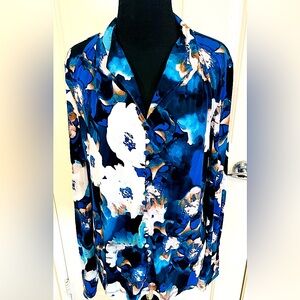 NWOT Calvin Klein Watercolor Floral Blouse